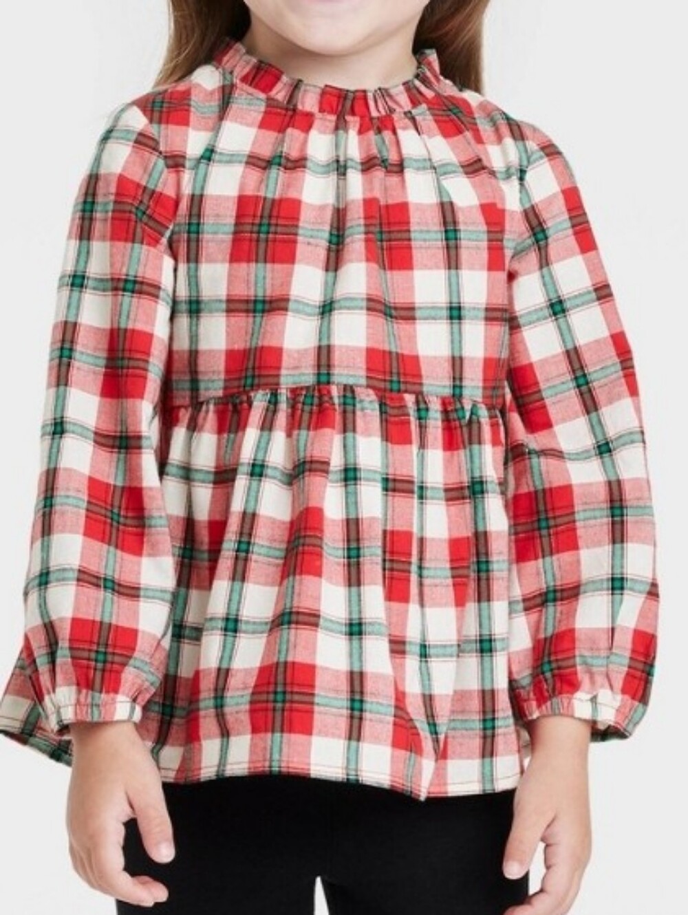 Nwt Cat & Jack Red And Green Plaid Top